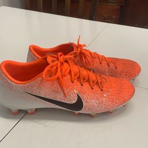 Men’s size 8 Orange and White Nike Mercurial soccer cleats